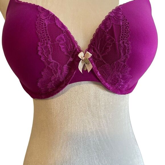 Victoria' Secret‎ Padded Perfect Coverage Bra Size 34DD Raspberry - Picture 2 of 9